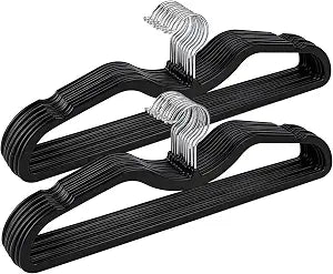 Plastic Short Neck Hangers 20 Pack Ultra-Thin Space-Saving ABS 360 Swivel Hook Ideal for Closet Organization Fits Coats Shirts Dresses & More (20, Black)