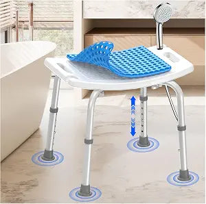 Onepeak Shower Stool for Inside Shower, Adjustable Height with Suction Feet, Gel Cushion for Safety, 300 lbs Capacity, Tool-Free Assembly for Elderly, Disabled, White