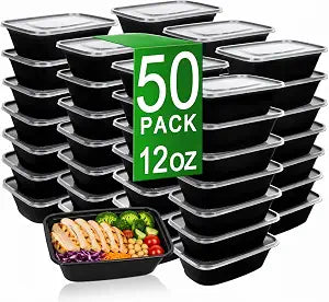 12 oz Small Meal Prep Containers with Lids, 50 Pack Food Storage Containers