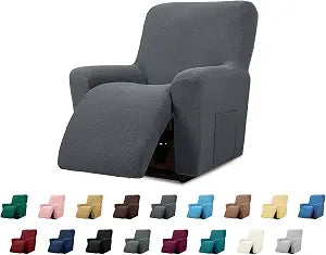 Cupuamon Recliner Chair Covers,Lazy Boy Recliner Covers Stretch Reclining Covers 1 Piece Furniture Protector with Elastic Bottom for Dog,Kids-Charcoal