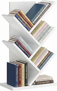 SONGMICS Home 5 Tier Tree Bookshelf, Bookcase, Small Corner Shelf, Space Saving Book Tree for Home Office, Bedroom, Living Room, White
