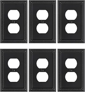 6-Pack Duplex Switch Plates and Outlet Covers, Black