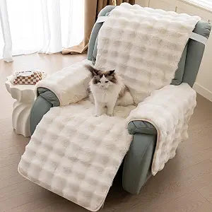 LiveGo Thick Rabbit Plush Recliner Slipcover 23 Inches Chair Covers Lazy Boy Recliner Chair Cover Quilted Cover for Recliner Chairs and Furniture
