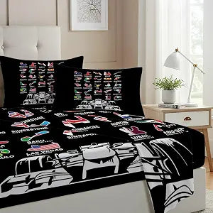 Allenjoy Track Kings Motorsport Series Racing Cars Sheets Set with Fitted Sheet, Flat Sheet and 1 Pillowcase for Boys Men Fans Bedding Bedroom Nursery Room Decor, Machine Washable Durable, Twin Size