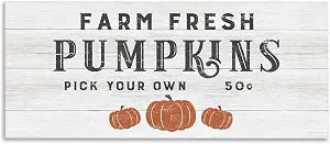 Farm Fresh Pumpkins Country Sign, 17 x 40 Inch Canvas Wall Art