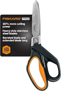 Fiskars Pro PowerArc Shop Shears, Heavy Duty Stainless Steel Scissor, Industrial Grade Tool for Building and Construction, 10 in, Orange/Black