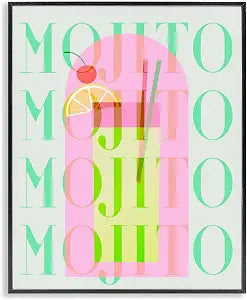Retro Mojito Fruit Cocktail, 11 x 14 Inch Framed Gicle Print