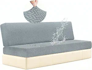 2 Piece Waterproof RV Couch Covers for Sofa Bed, Stretch Elastic Camper Slipcover for RV Jackknife Sofa Bed, Washable Anti-Slip Furniture Protector, Pet Friendly & Wrinkle Free (Dark Gray)
