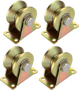 Lyplus 4-Pack 660 lbs Heavy-Duty 2in V-Groove Casters with Brackets for Sliding Gates Wheel, Rolling Gates and Industrial Machines