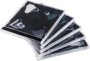 Maxtek 10.4 mm Standard Double (2 Discs Capacity) Clear CD Jewel Case with Black Tray, 10 Pack