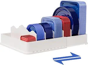 SWOMMOLY Expandable Food Container Lid Organizer for Kitchen Cabinet