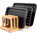 Bamboo 5-Slot Adjustable Cutting Board Rack & Bakeware Organizer