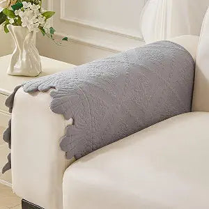 Deep Dream Cotton Quilted Armrest Covers for Sofa Washable, Grey, 28"x28"