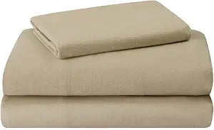 Featherhead 100% Cotton 4PCs Flannel Sheet Set | Double-Brushed for Extra Softness, Warm & Breathable, Extra Deep Pockets fits Up to 17��� (Beige, Twin)