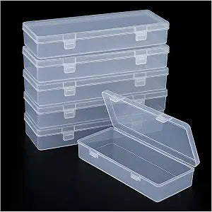 6-Pack Clear Plastic Boxes with Lids, 6.1 x 2.56 x 1.18 in