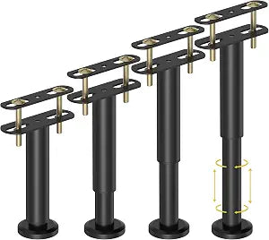 Wlrrcwdttc 4 Pcs Adjustable Height Bed Support Legs 7.08-12.6 inch, Bed Frame Center Support Legs for Bed Frame/Bed Center Slat/Furniture, Heavy Duty Metal Bed Replacement Legs Bed Slats Support Legs