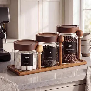 3 Pcs Coffee and Sugar Container Set, 31,24,18 oz