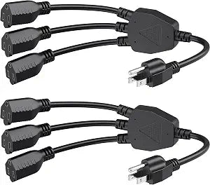 [ETL Listed] Cable Matters 2-Pack 16 AWG 3 Outlet Power Splitter, 1.5ft