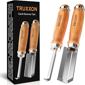 2 PCS Professional Caulk Remover Tool  Heat-Treated Caulking Tool with 90 Sharp Blade & Solid Wood Handle, Saves Time for Home Improvement, Durable Grout & Silicone Remover Tool