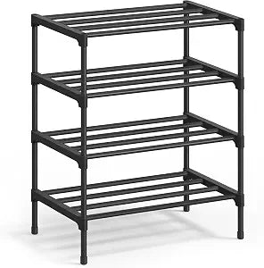 SONGMICS Shoe Rack, 4-Tier Stackable Metal Shoe Organizer, 17.7" Wide