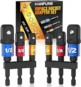 Impact Socket Adapter Set for Drill Tools for Men Gadgets 1/4" 3/8" 1/2"