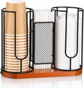 3-in-1 Coffee Cup and Lids Holder,8-24oz Disposable Cup Lid Straw Organizer