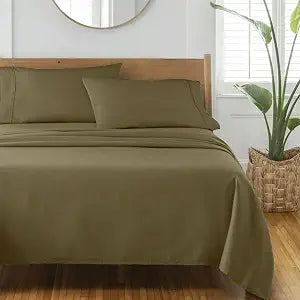 100% Cotton, Queen Flat Sheet & Pillowcase 3PCs Set, Taupe