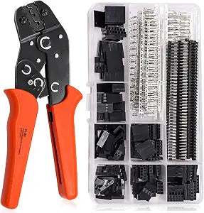 Taiss Dupont Crimping Tool Kit with 600PCS 2.54mm Dupont Connector Kit SN-28B Ratcheting Wire Crimper Plier,1/2/3/4/5/6/7 Pin Housing Dupont Connector Male Female Pin Header Crimp Terminal AWG28-18