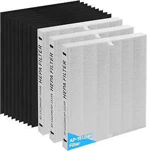 3-Pack AP-1512HH Replacement Filter, Compatible with Coway AP-1512HH Mighty and Airmega 200M Air Purifiers, Part# 3304899, with 9 Extra Carbon Filters