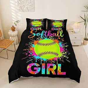 jejeloiu Kids Softball Bedding Set Full Size for Boys Girls Teens