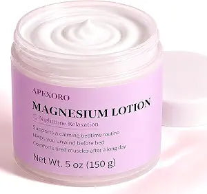 Magnesium Lotion for Nighttime Relaxation, Lavender Magnesium Sleep Cream & Body Lotion, Nighttime Magnesium Cream for Tired Muscles, Fast Absorbing Non-Greasy Evening Massage Cream, 5 oz