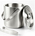 Stainless Steel Ice Bucket,3L Insulated Ice Bucket With Lid & Tongs