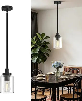 Phaosio Black Pendant Lights Kitchen Island, Glass Pendant Light Fixture