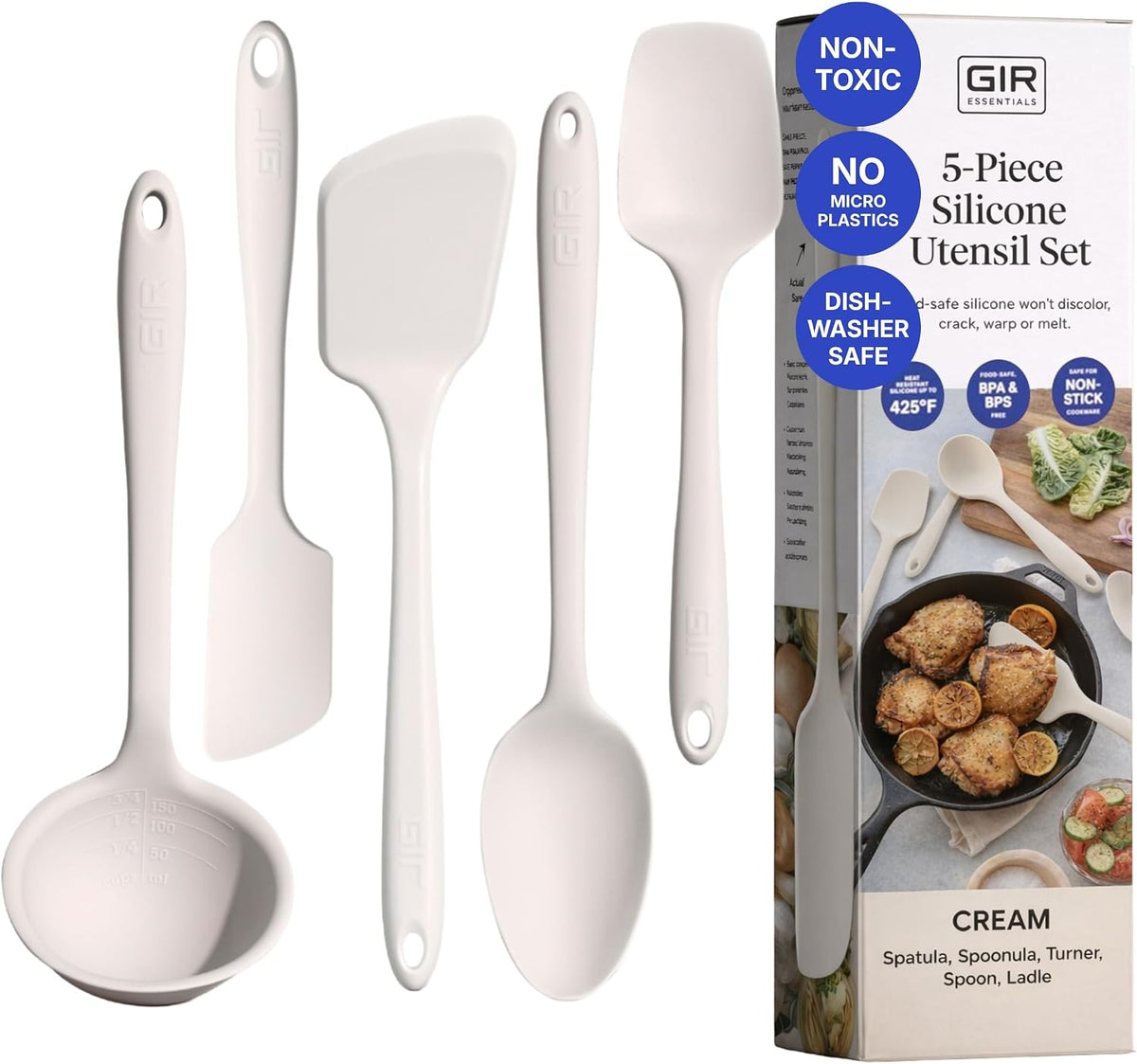 GIR: 5-Piece Silicone Essentials Kitchen Utensils Set - Cream
