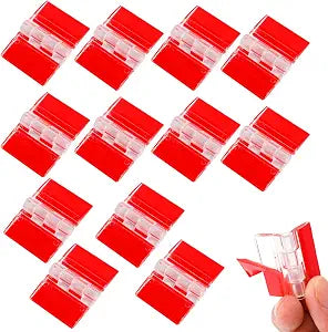 12 Pcs Acrylic Small Hinges - Self Adhesive Clear Plastic Transparent Continuous Hinge Tools for Cabinet Drawer Furniture DIY Display Stand 35x25 mm
