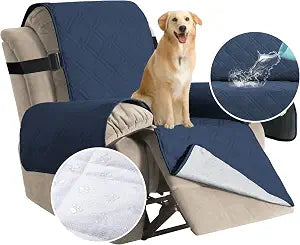 H.VERSAILTEX 100% Waterproof Recliner Covers for Reclining Chair Cover Non Slip Recliner Slipcovers Seat Width Up to 22" Washable Furniture Protector for Pets, Kids, Dog (Recliner, Navy)