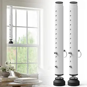 Small Adjustable Window Security Bar, 11-18 Inch, White, 2 Pack