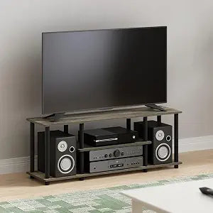 Furinno Turn-N-Tube Toolless 3-Tier TV Stand for 50 Inch TV, Grey Oak