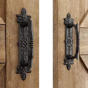 SMARTSTANDARD 9" Barn Door Handle, Heavy Duty Black Powder Coated, 2PCS