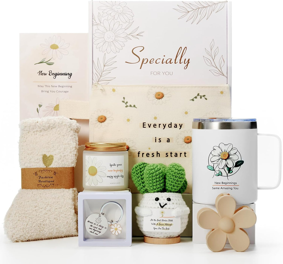 New Beginnings Gifts for Women - Farewell Leaving Going Away Goodbye Retirement Gift Basket for Her Women Coworkers, New Job Good Luck, Moving On, Graduation, Divorce, Housewarming, Break Up Gifts