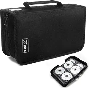 CCidea CD Case DVD Storage Holder, 128 Capacity DVD Cases Organizer CD Plastic Protective Carrying Binder,Portable Cd Wallet for Home Travel (Black)