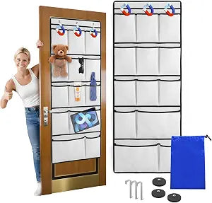 Magnetic Cruise Door Organizer  13-Pocket Hanging Storage with 2 Large Shoe Pockets, No Hook Needed, Includes 3 Bonus Hooks, 2025 2026 Cruise Ship Essentials for Cabin, Bathroom, or Closet Use