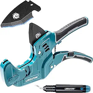LIBRATON 2-1/2" Ratchet PVC Pipe Cutter, 2 Adjustable Ranges PVC Cutter