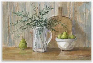 Rustic Pears Still Life Kitchen, 10 x 15 Inch Mounted Print on Wall Plaque