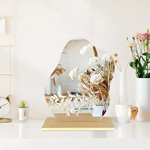 Prasacco Aesthetic Vanity Mirror with Stand, Irregular Wavy Cloud Mirror for Office Cubicle Room Decor