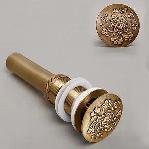 Antique Brass Pop Up Bathroom Sink Drain Strainer Stopper Without Overflow Hole Copper Kitchen Basin Sink Bottle Trap Drainer