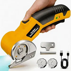 Electric Scissors, Cardboard Cutter, With LED Light, High-Efficiency Brushless Motor, 2000mAh Battery, Tungsten Steel Blade, Suitable for Cloth, Cardboard, Carpet Wire Rope Cutters Yellow