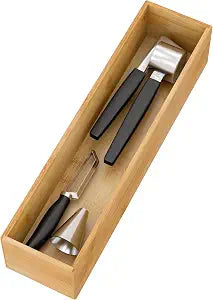 Bamboo Kitchen Drawer Organizer 12"x 3", Storage Box for Utensil Organizer
