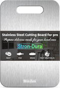 Stron-Dura Small Stainless Steel Cutting Board for Kitchen, 11.5" x 8" Food Safe Metal Chopping Board, Dishwasher Safe, Double Sided Odorless, Cutting Board for Meat Veggies Camping