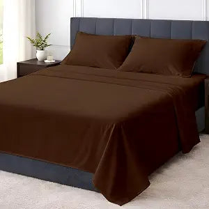 Shreem Linen King 4 Piece Sheet Set, Ultra Soft Microfiber Bed Sheets King Size, Breathable Cooling Bedding, Deep Pocket Fits 8���16 Inch Mattress, Chocolate